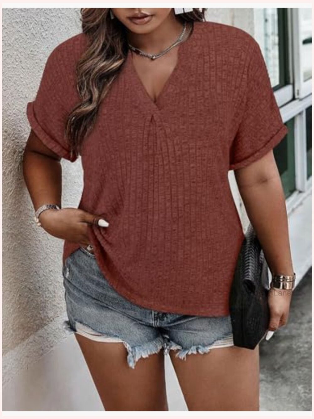 Plus Size V Neck Short Sleeve Tunic Blouse Flowy Soft Top - Picture 3 of 7